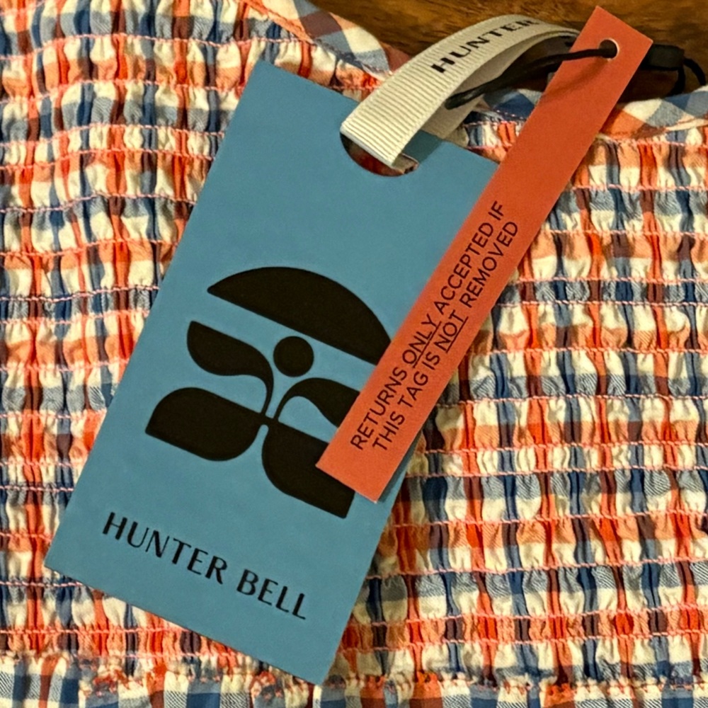 NWT Hunter Bell Francie Sun Dress In Lighthouse Gingham Large L Blue Red July 4 - Picture 9 of 11